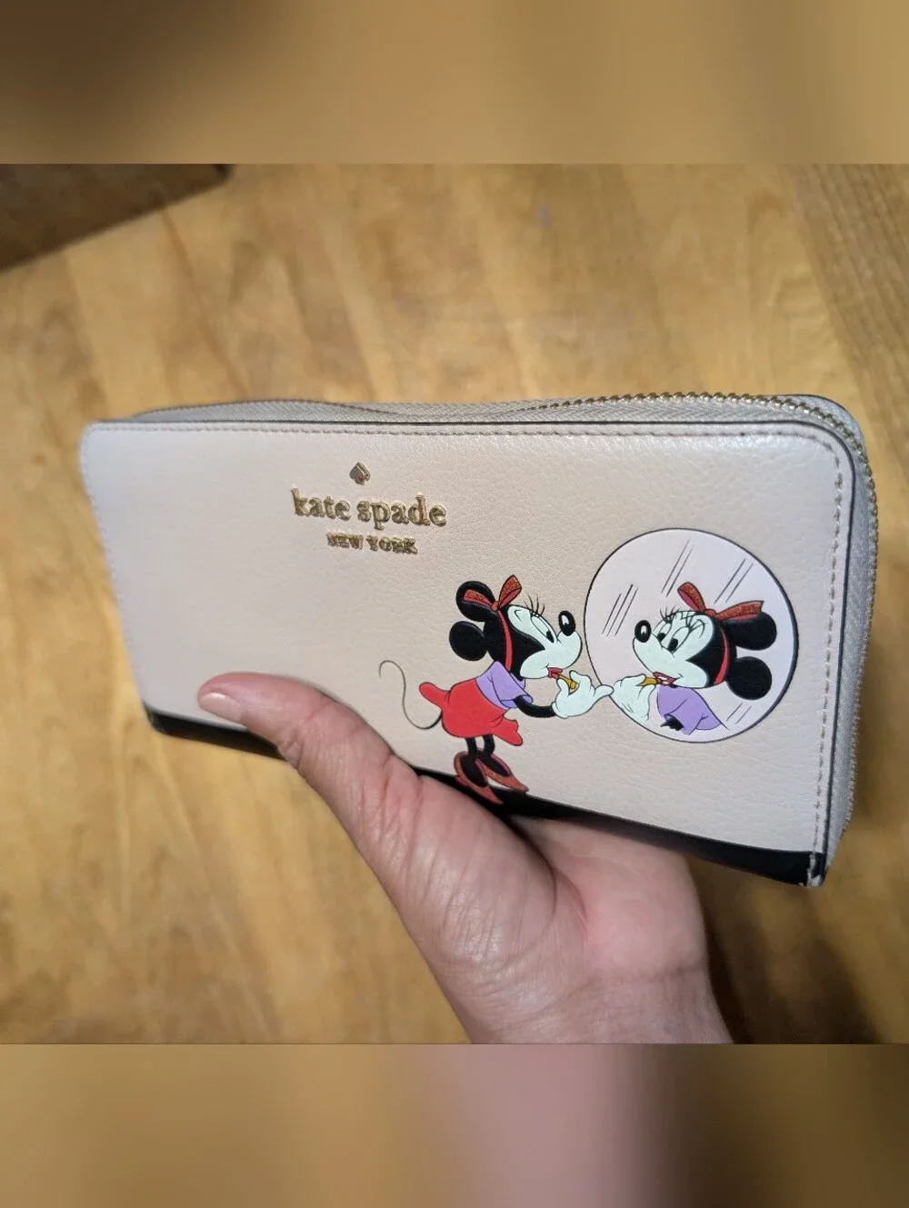 Kate Spade Minnie Mouse Zip Around Wallet - Blush & Black